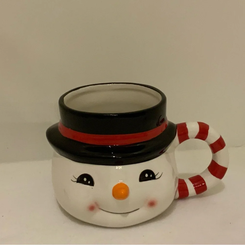 Snowman Mug with Candy Cane Handle